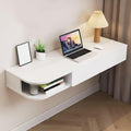 Wall-Mounted Desk with Storage Drawers Hanging Corner Vanity Table Wooden Computer Table Adjustable Bookshelf for Home Offices Space Saver(Gray Right,80 cm)
