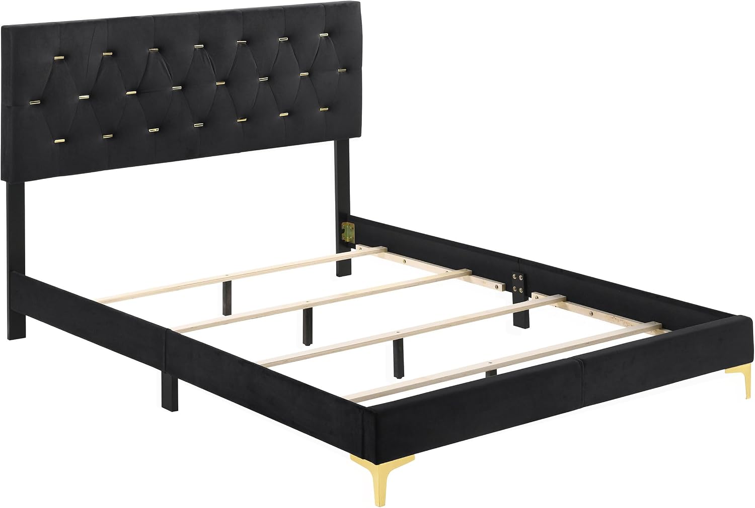 Black/Gold 4-piece Tufted Panel Eastern King Bedroom Set