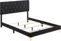 Coaster Home Furnishings Kendall 5-piece Modern Bedroom Set Eastern King Size Upholstered Tufted Bed Frame Velvet Upholstery Nightstand Dresser Mirror and Chest Black 224451KE-S5