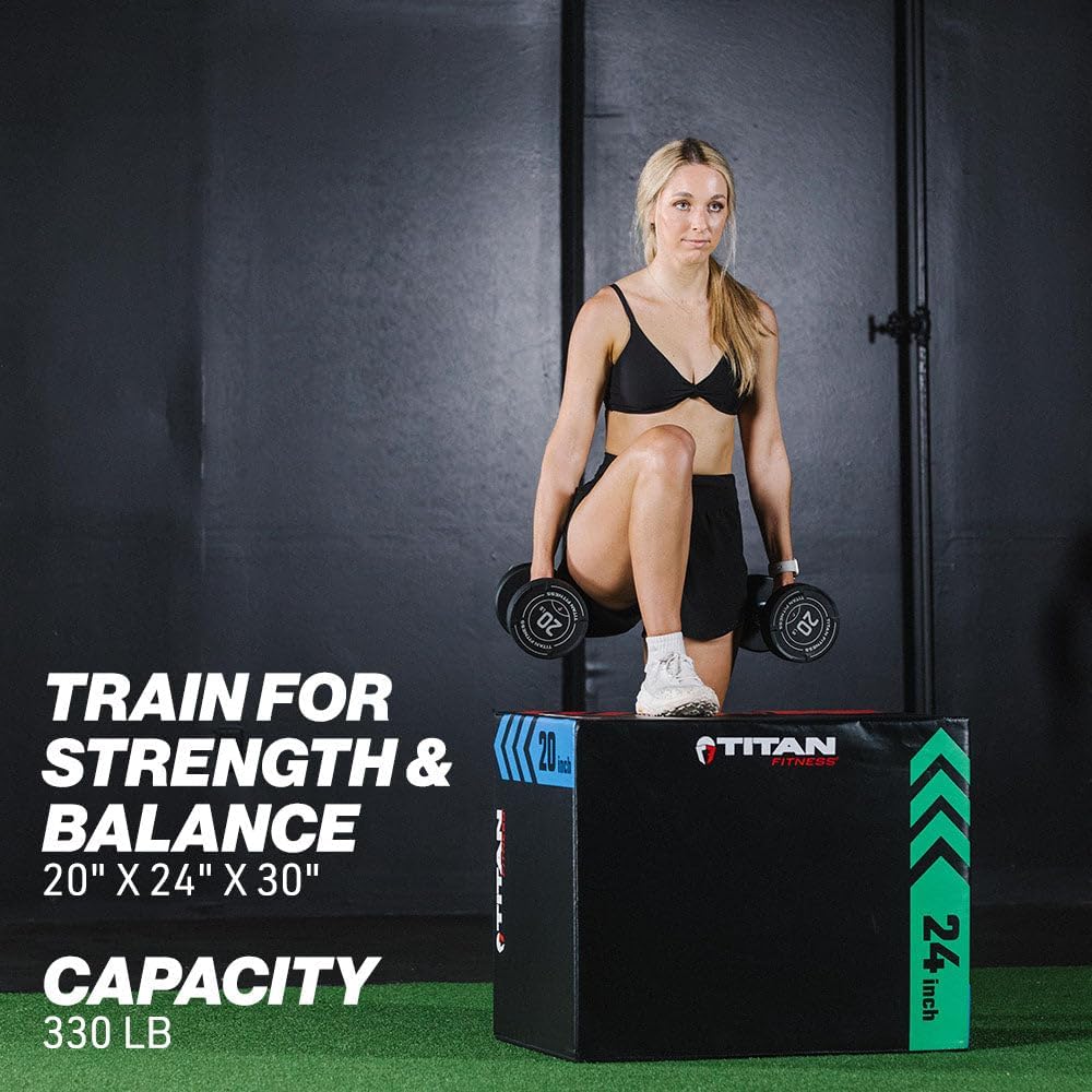 Titan Fitness Heavy Foam Plyometric Box - Pro-Duty HIIT Exercise Foam Plyo Step-Up, Box Squat, Home Garage Gym Training, Youth & Regular Sizes