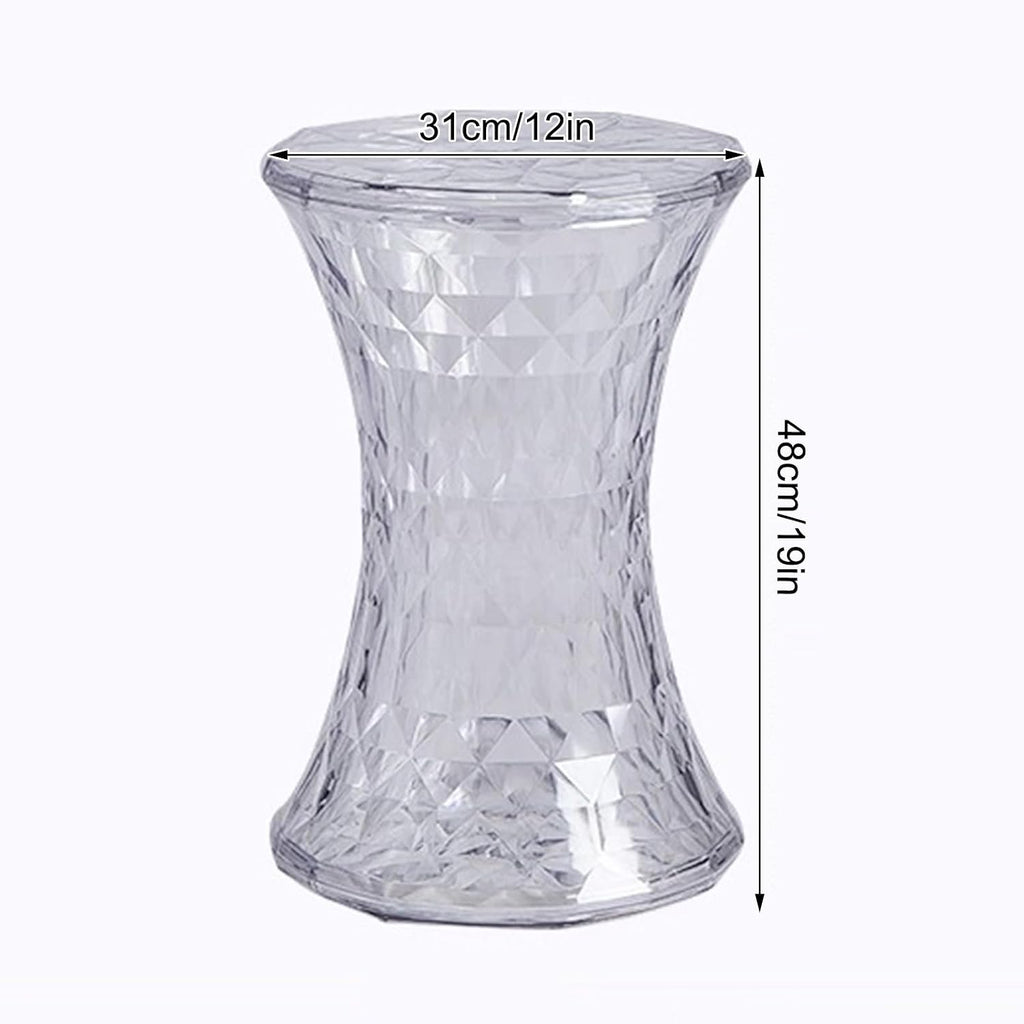Acrylic Transparent Drum Table, Diamond Shaped Modern Vanity Stool/Side Table, Rounded and Soft Corners, Stable Support for Chair Feet, for Indoor and Outdoor Use(White)