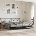 King Size Metal Bed Frame with Footboard Black 76'x79.9' Steel Platform Bed Frame Sturdy Bedframe with Storage Space Underneath for Bedroom Furniture