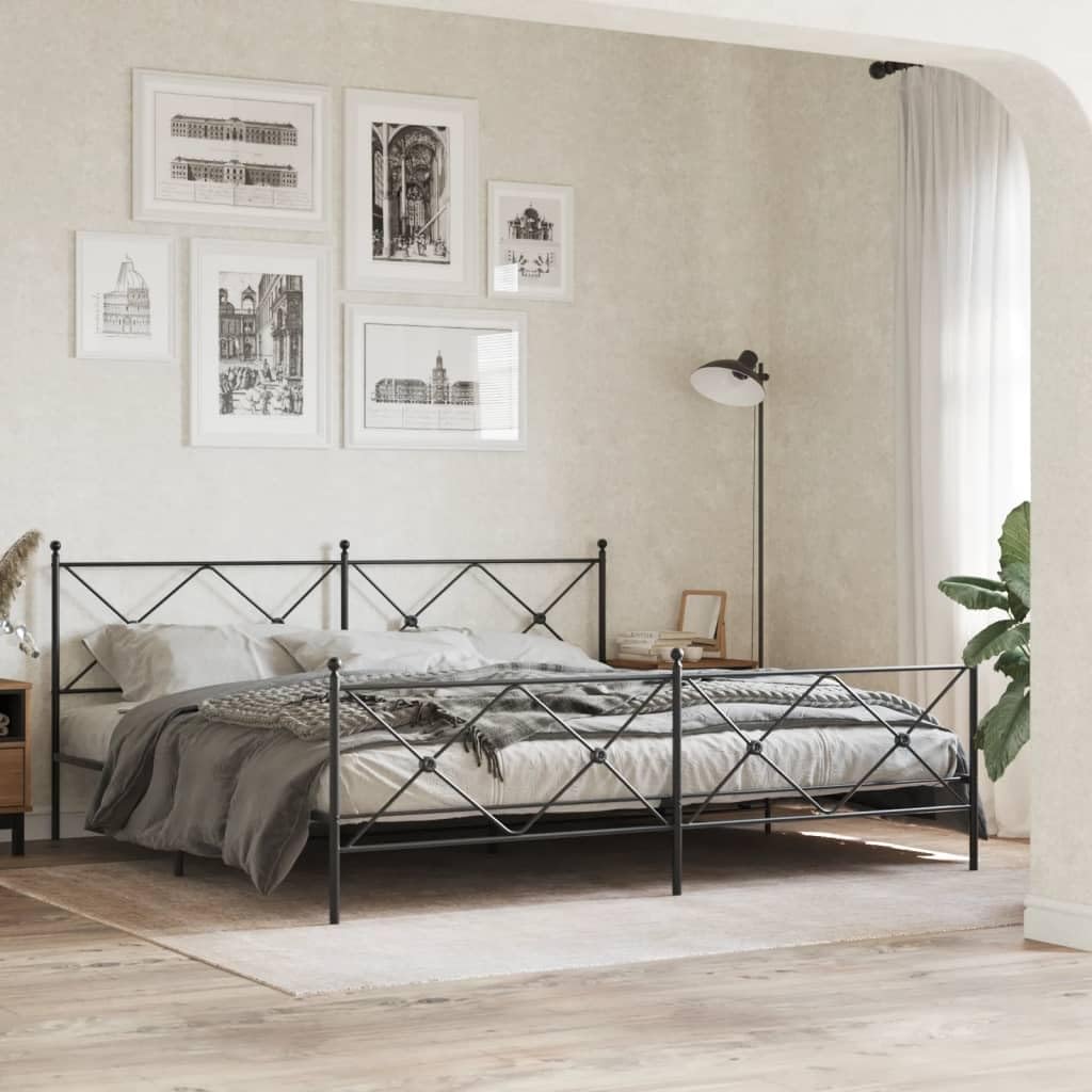 Black Steel Double Bed Frame Rectangular with Under-Bed Storage and Durable Metal Construction, Matte Finish for Modern Bedroom, Easy Assembly and Versatile Design