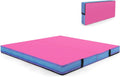 Goplus 4' Thick Folding Gymnastic Mat, Thickened Bi-Fold Fitness Mat with Carrying Handles & PU Leather Cover, Home Gym Tumbling Mat for Stretching, Pilates, Aerobics Workouts