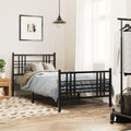 Twin Bed Frame Black Steel Metal Traditional Platform Bed Frame for Bedroom with Elegant Footboard Sturdy Construction