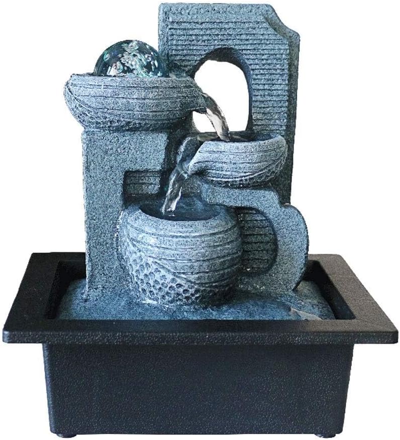 Small Indoor Water Fountain Water Features Outdoor Tabletop Fountain Small Indoor Leisure Fountain Tabletop Decorative Fountain 10.2 Inch High Bowl Indoor