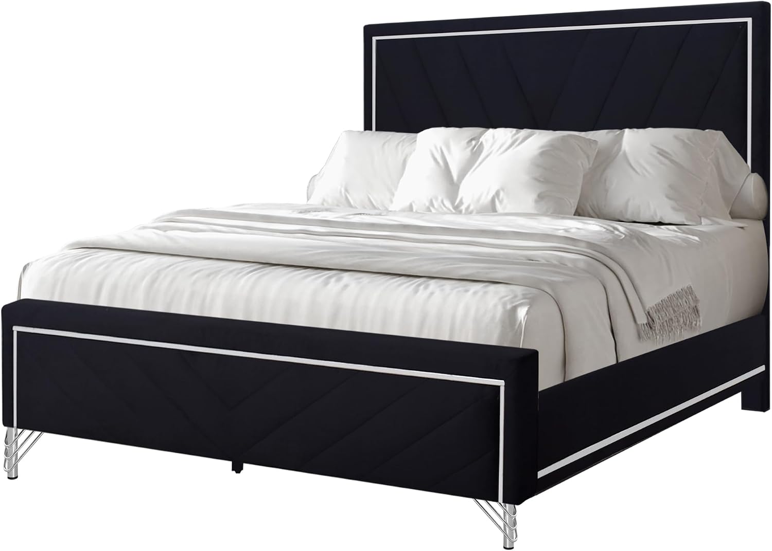 New Classic Furniture Ava 4-Piece Wood Queen Bedroom Set with Nightstand, Ebony Black