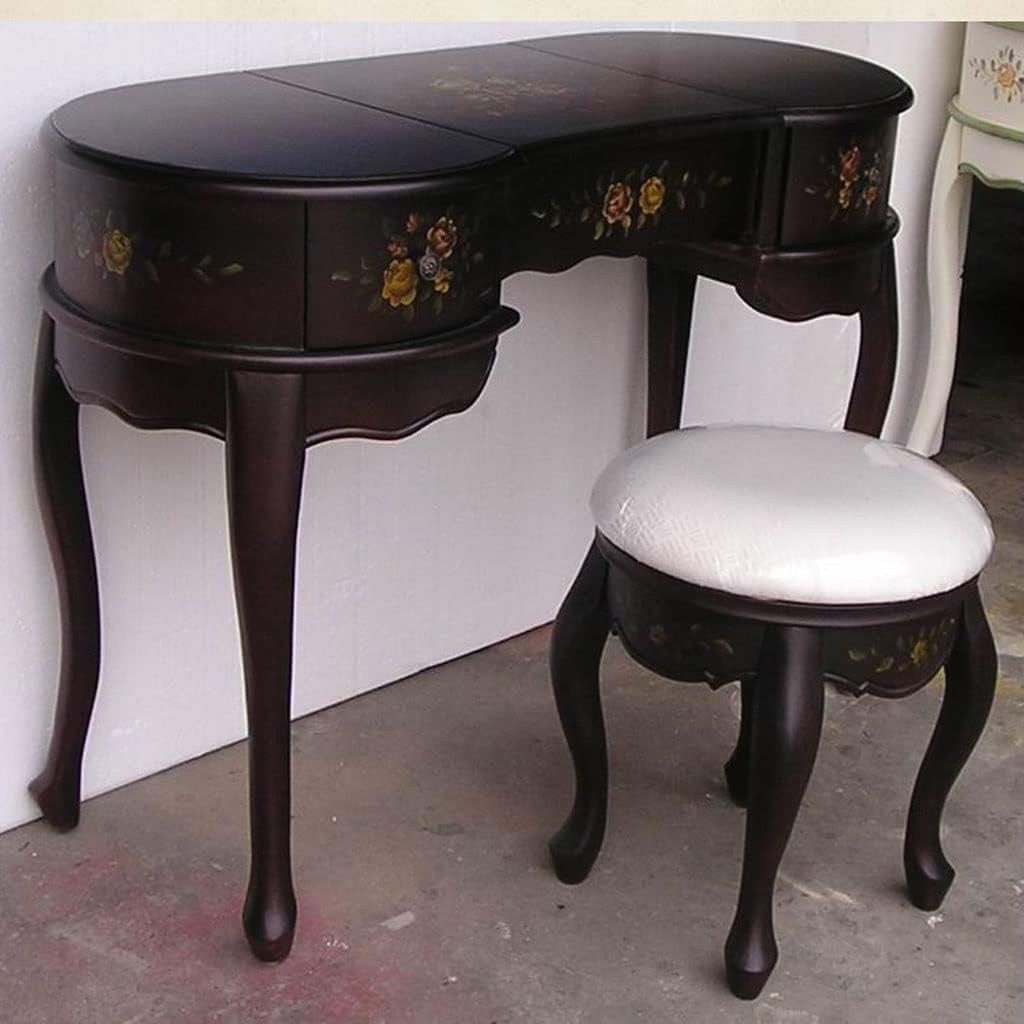 Vanity Benches Vanity Desk Set Retro Small Bedroom Dresser Flip Mirror Dresser Ladies Dresser Multifunctional Table with Stool (Color : A)