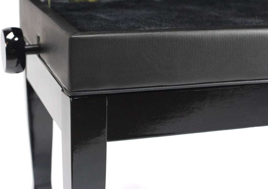 Griffin Piano Bench (Genuine Leather Plus Series) – Oversize Duet Keyboard Stool with Black Wood Frame, 2-Person Seat, Storage for Music Books & Vanity Use