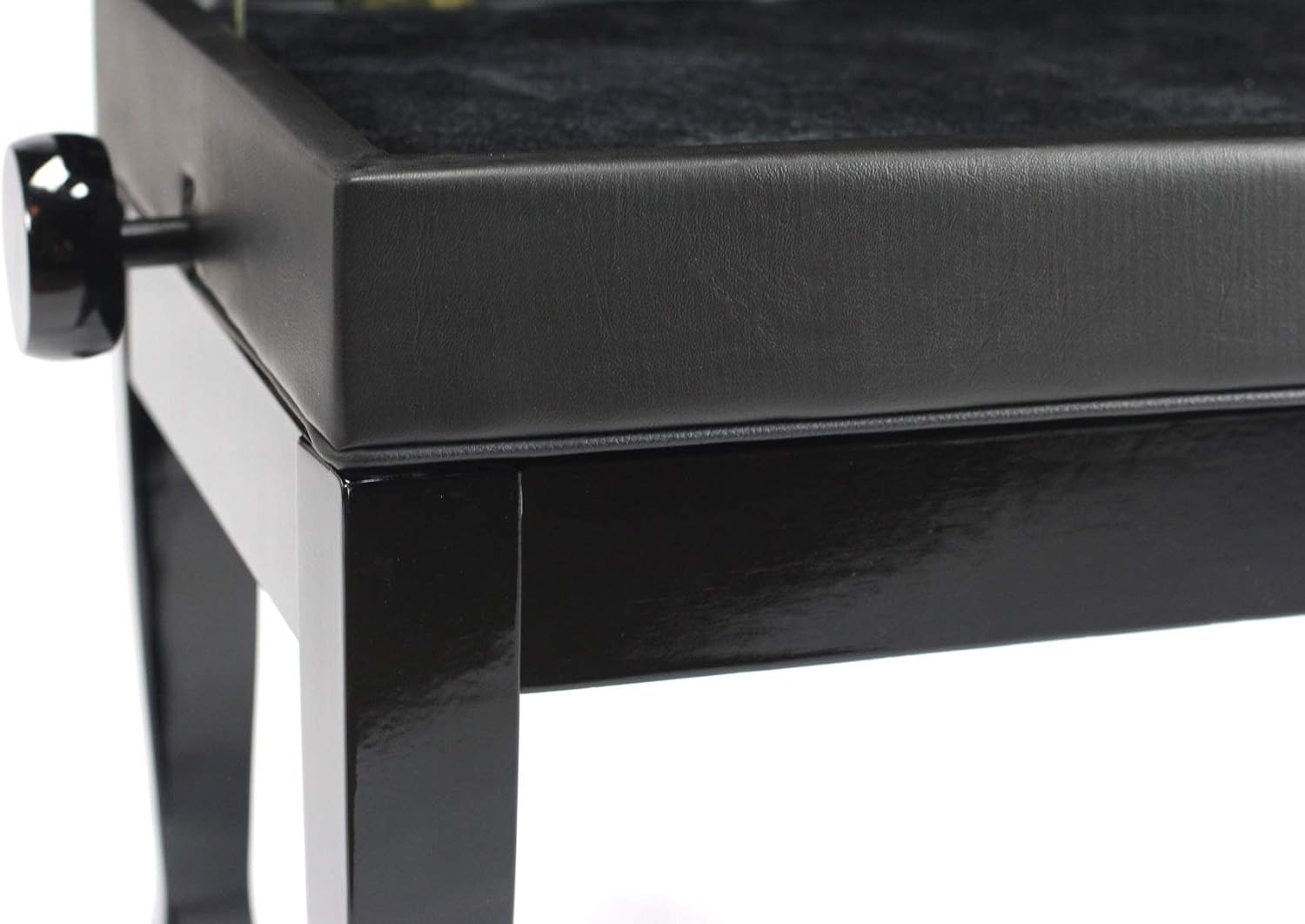 Griffin Piano Bench (Genuine Leather Plus Series) – Oversize Duet Keyboard Stool with Black Wood Frame, 2-Person Seat, Storage for Music Books & Vanity Use