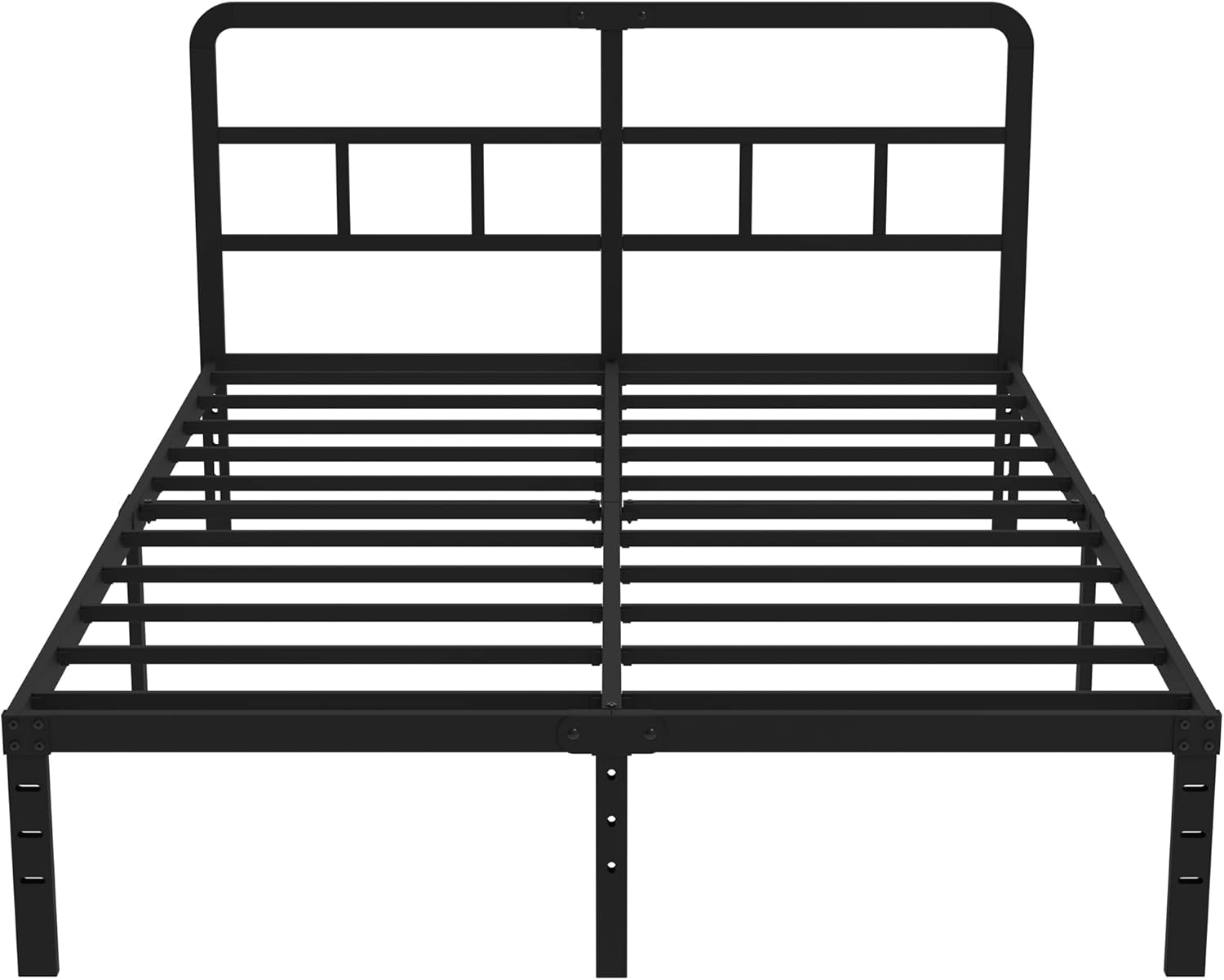 DiaOutro 14 Inch Full Size Bed Frame with Headboard No Box Spring Needed, Heavy Duty Metal Platform with Steel Slat, Mattress Foundation, Easy Assembly, Noise Free, Black