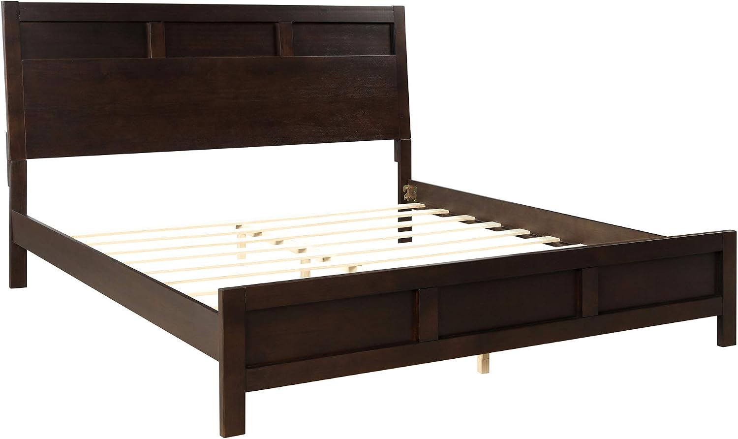 3 Pieces King Size Bedroom Furniture Set, Solid Wood King Size Platform Bed + 2 Night Stand, Platform Bed with Center Support Legs, Rustic Inviting Classic Brown, Distressed, Slightly Rustic Look