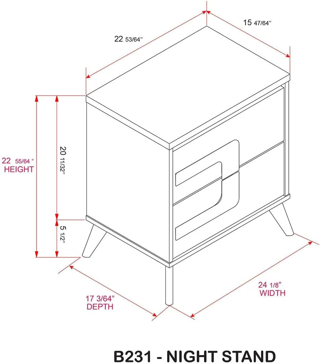 KB Designs - 4-Piece Bedroom Set, Dresser with Mirror, Chest and Nightstand, Modern White and Gold Furniture with LED Headboard and Contemporary Storage Features, King Size