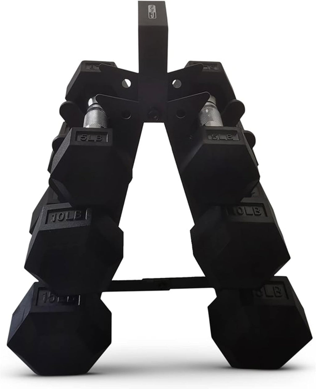 HolaHatha Hexagonal Dumbbell Free Hand Weight Set w/Rack