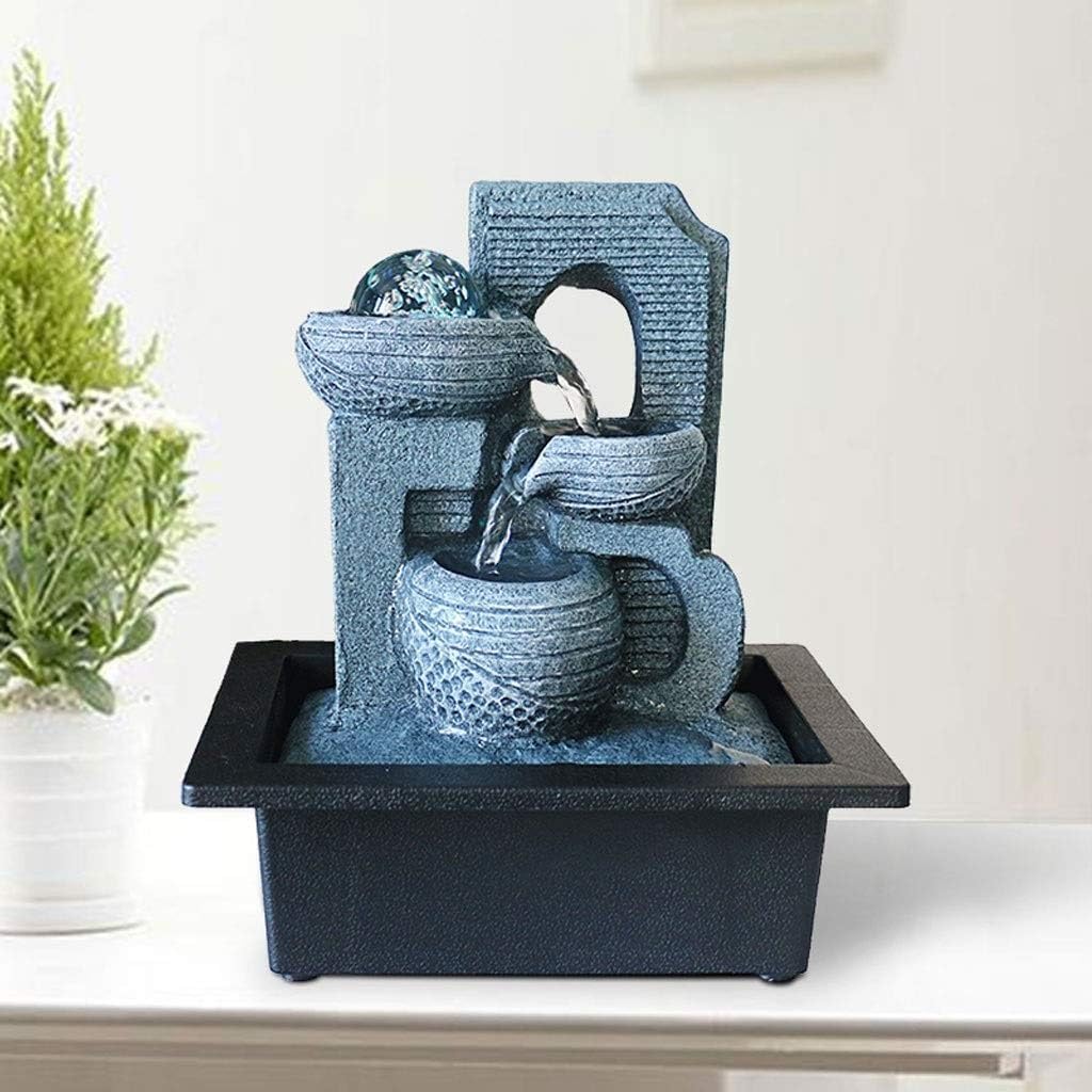 Small Indoor Water Fountain Water Features Outdoor Tabletop Fountain Small Indoor Leisure Fountain Tabletop Decorative Fountain 10.2 Inch High Bowl Indoor