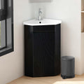 26' Corner Bathroom Vanity with Ceramic Sink for Small Space Freestanding Bathroom Cabinet Sink Combo with Shelf Modern Storage Cabinet with Console Sink Compact Space Small Utility Sink with Drain