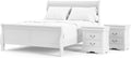 Furniture of America Louis Philippe Traditional Solid Wood 3 Piece Bedroom Set, Queen Bed Frame and Nightstands Set of 2, Sleigh Design Bedframe with Headboard and Footboard, Box Spring Needed, White