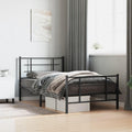 Metal Bed Frame Queen Size with Footboard Black 39.4'x78.7' Sturdy Steel Platform Bedframe Underbed Storage Space for Bedroom