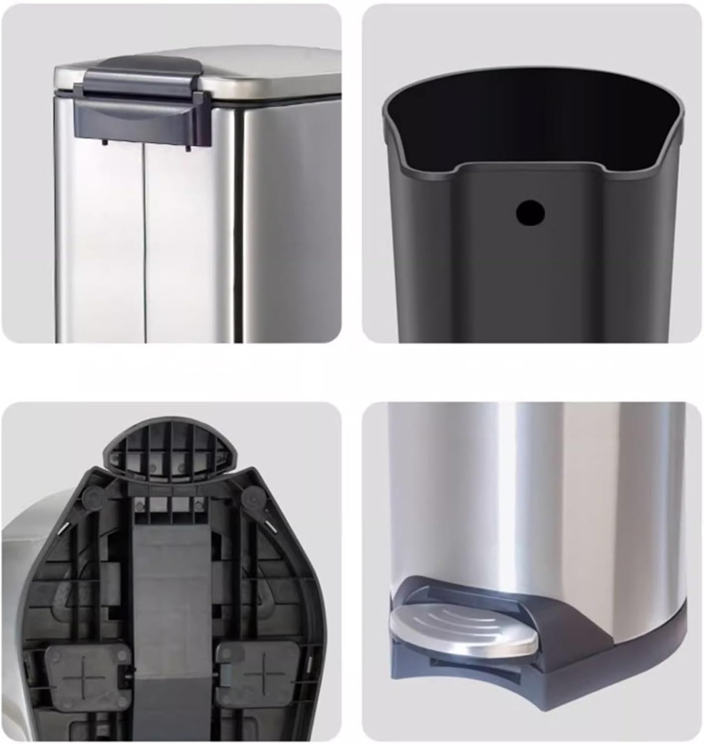 Stainless Steel Hands Free Trash Can with Soft Close Lid for Home Office Bathroom 7L