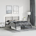 Metal Bed Frame Queen Size Black 76'x79.9' Steel Platform Bedframe with Footboard Underbed Storage Space Sturdy Durable for Bedroom Guest Room