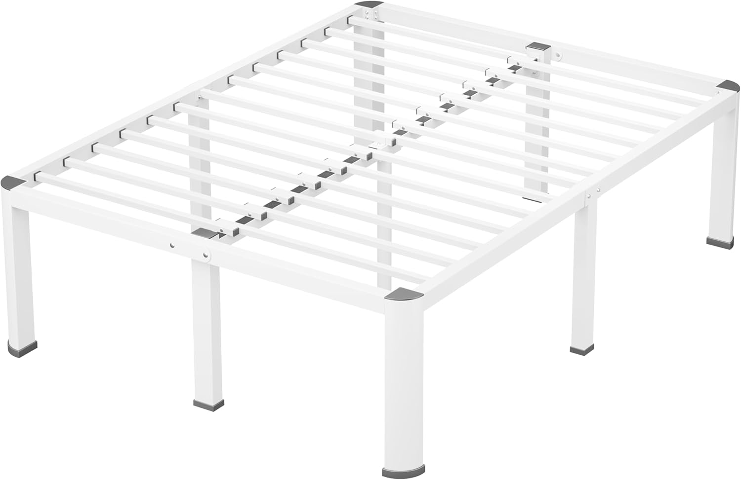 VIPSHOW 18 Inch White King Heavy Duty 3500 lbs Bed Frame with Round-Corner Legs & Anti-Squeak Design – Quick Assembly Metal Platform, No Box Spring Needed