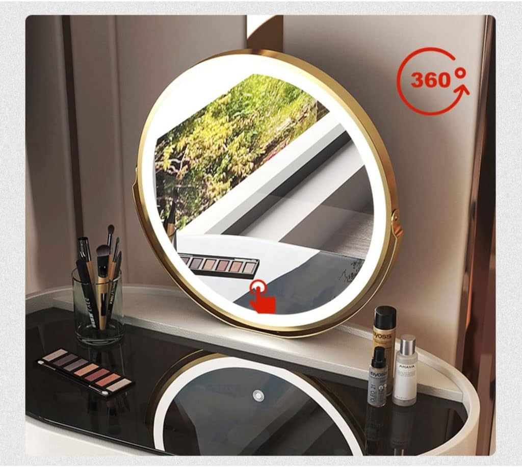 Vanity Benches Dresser Modern Small Apartment Bedroom Dresser Retractable Storage Cabinet with Mirror, Dressing Stool, Four Drawers (Color : A)