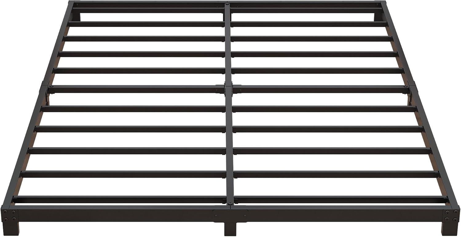 Nailsong 3 Inch Bed Frame King Size Low Profile, King Bed Frame No Box Spring Needed, Heavy Duty Metal, Easy Assembly, Black
