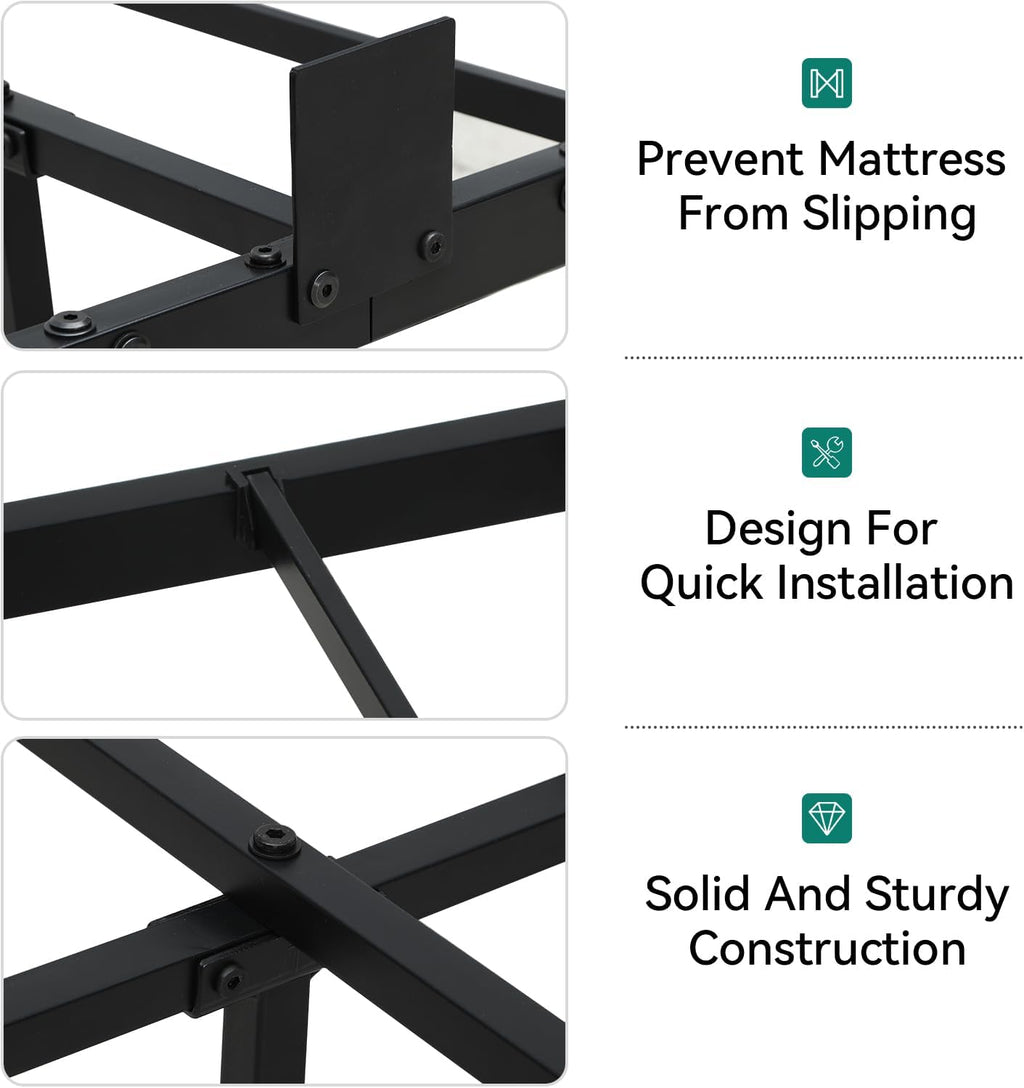 YITAHOME Floating Bed Frame King Size,Floating Bed with LED Lights & Charging Station, Metal Platform Bed Frame with Heavy Duty Steel Slats, No Box Spring Needed, Black