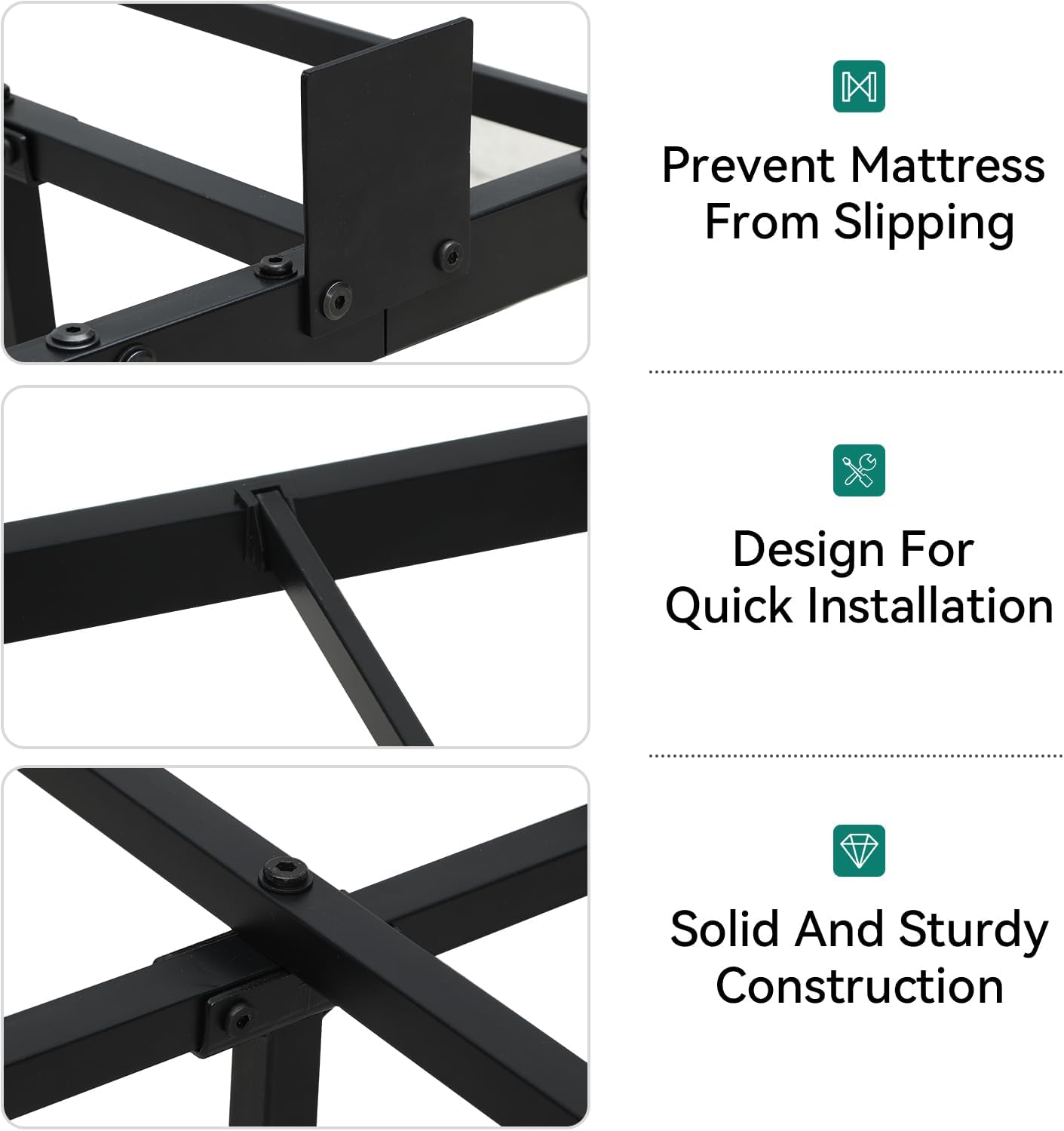 YITAHOME Floating Bed Frame King Size,Floating Bed with LED Lights & Charging Station, Metal Platform Bed Frame with Heavy Duty Steel Slats, No Box Spring Needed, Black