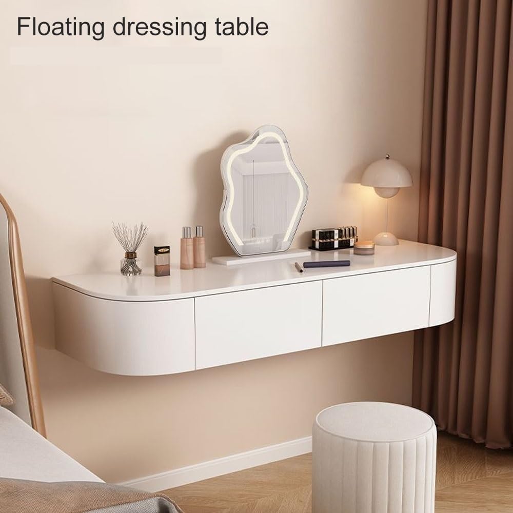 Wall Mounted Makeup Vanity, Floating Vanity Makeup Table, Space-Saving Corner Vanity Desk, Floating Dressing Table, Floating Corner Desk for Bedroom