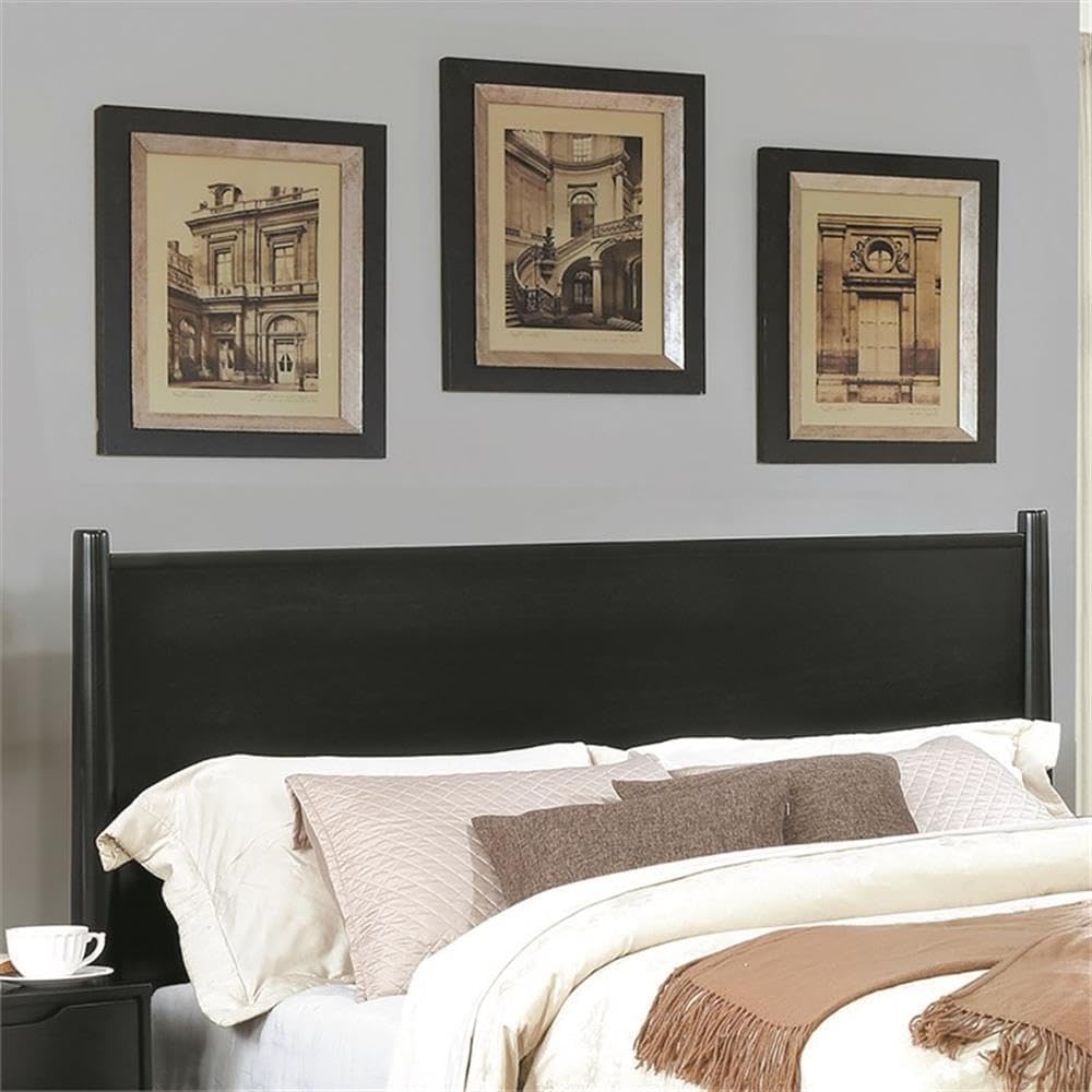 HOMES: Inside + Out Debonaze Mid-Century Modern E. King 4-Piece Bedroom Set, Eastern, Black