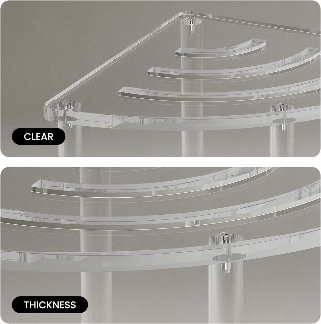 Sumerflos Acrylic Corner Shower Stool, Clear Shower Bench for Shaving Legs Seating Waterproof Heavy Duty Assemble Modern (Clear, 15.75' D x 15.75' W x 18.11' H)