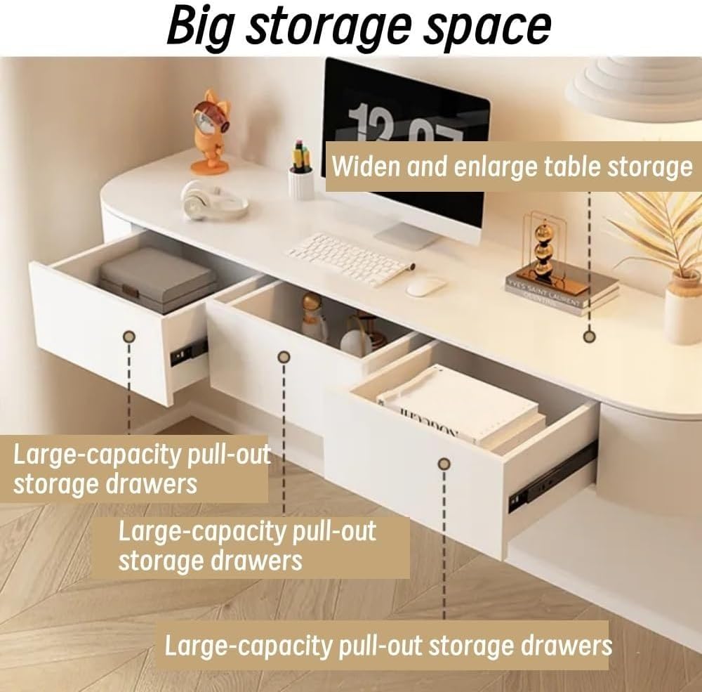 Wall Mounted Makeup Vanity Floating Corner Vanity Desk Space-Saving Floating Dressing Table for Room Small Rooms Solid Construction(120cm Right)