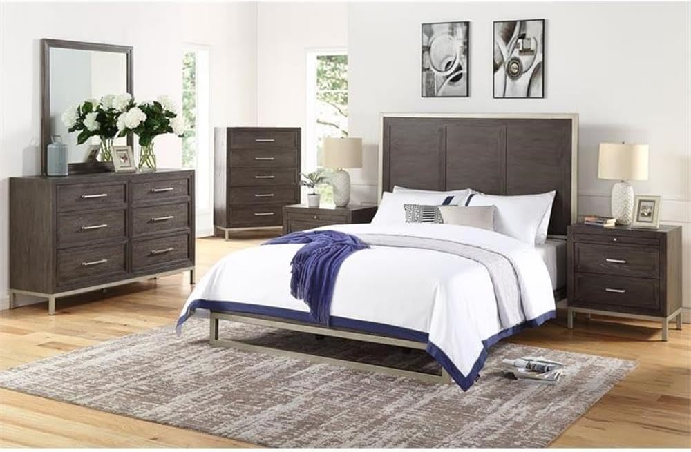 Steve Silver Broomfield Walnut King Engineered Wood 6-Piece Bedroom Set