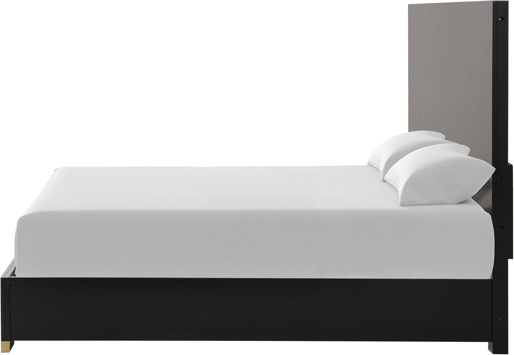 Furniture of America Quanta Modern Wood 6-Piece Bedroom Set with Panel Headboard, Felt-Lined Top Drawer, Ball-Bearing Glides, Dovetails Joint, No Box Spring Needed, King, Black