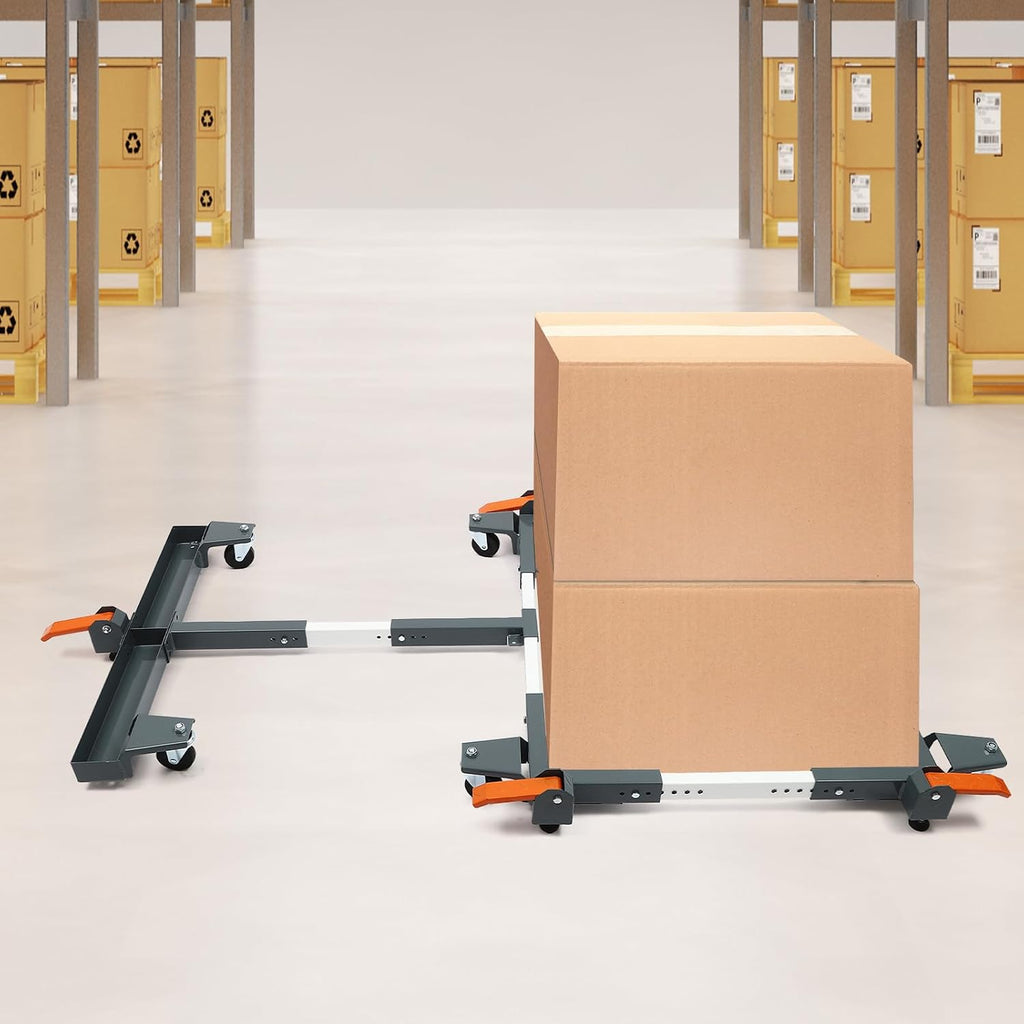 Adjustable Mobile Base with 6 Wheels, Heavy Duty Mobile Bases with Foot Brake, 20.7-28.15 in Horizontal Range, 23.45-76.61 in Longitudinal Range, Mobile Base for Factories and Homes