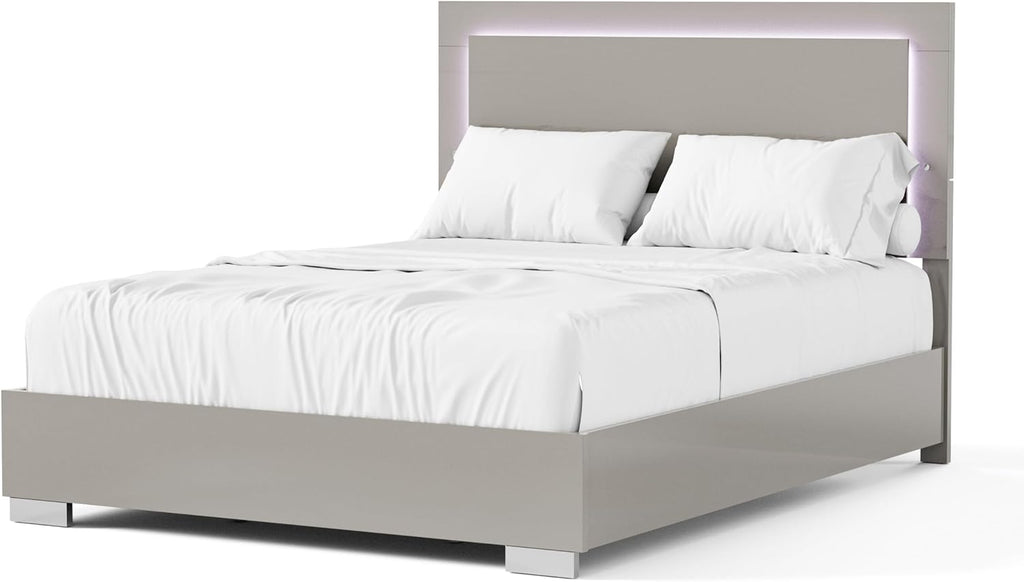 Furniture of America Alistair Modern Wood 3-Piece Bedroom Collection with Bed Frame and 2-Drawer Nightstands Set of 2, Box Spring Required, Light Taupe, Queen