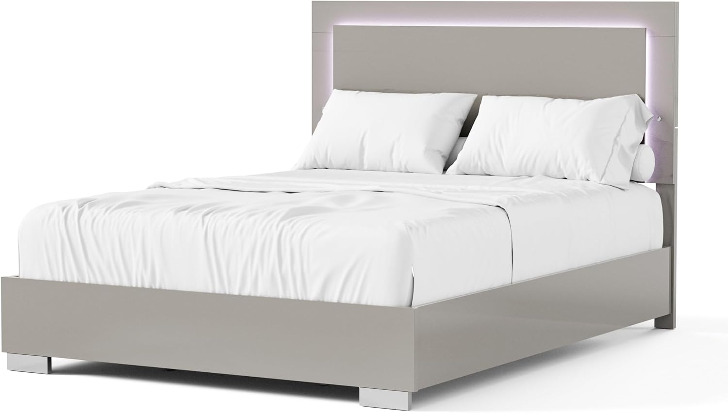 Furniture of America Alistair Modern Wood 3-Piece Bedroom Collection with Bed Frame and 2-Drawer Nightstands Set of 2, Box Spring Required, Light Taupe, Queen