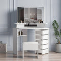 Corner Vanity Unit, Vanity Unit with Mirror Drawers, Modern Bedroom Corner Freestanding Floor-to-Ceiling Storage Unit with Shelves, Bench Not Included