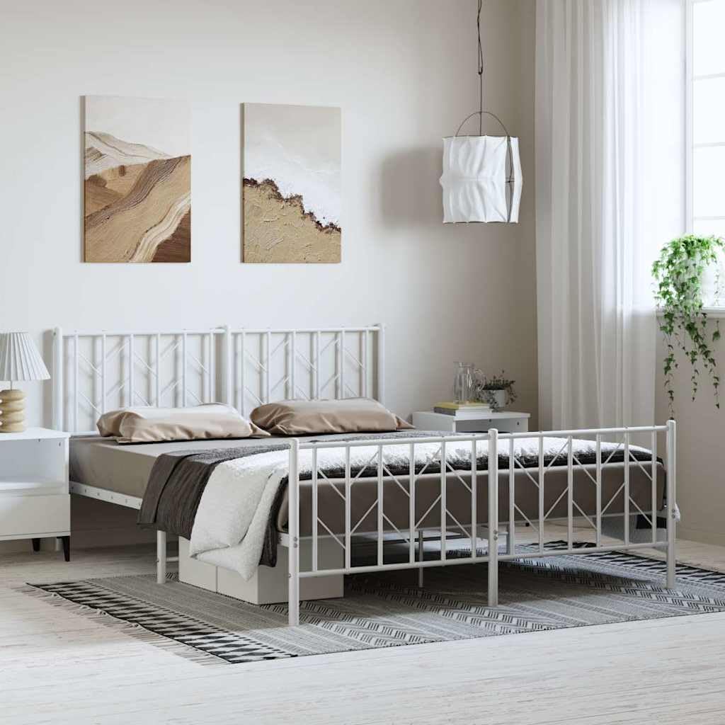 White King Size Metal Bed Frame with Underbed Storage Space, Strong Steel Construction and Breathable Design for Bedroom, Elegant Matte Finish, 4-Piece Set