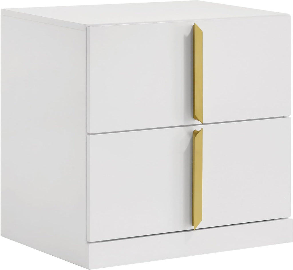 Coaster Home Furnishings - INES - Wood - 5-Piece Bedroom Set with Upholstered Bed and Flat Drawer Fronts - Bedroom - Queen Size - White High Gloss and Grey - 223091GRYQ-S5