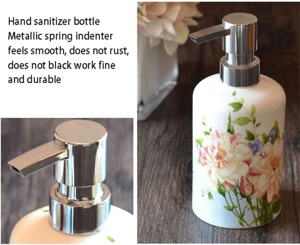 Vanity Bathroom Decor, Bathroom Accessory Sets Modern Design 5-Piece Bathroom Ceramic Soap Dish Soap Dispenser Tooth Brush Holder Housewarming Gift(Pink)