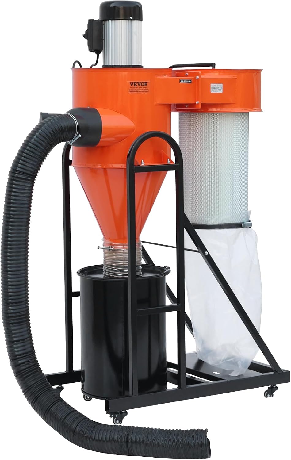 VEVOR 2 HP Dust Collector, 1167 CFM, Portable Vortex Dust Collector, with 39 Gallon Collection Bag and Mobile Base, 120V, 3400 RPM, 3μm Canister Filter Kit, for Woodworking Dust Collection System