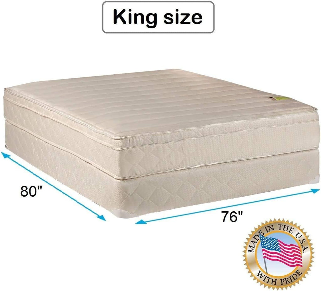 DS USA Comfort Pedic Firm PillowTop Eurotop Mattress Set with Metal Bed Frame (King Size) - Sleep System with Enhanced Foam Encased Cushion Support, Orthopedic, Longlasting Comfort, Premium Edge Guard