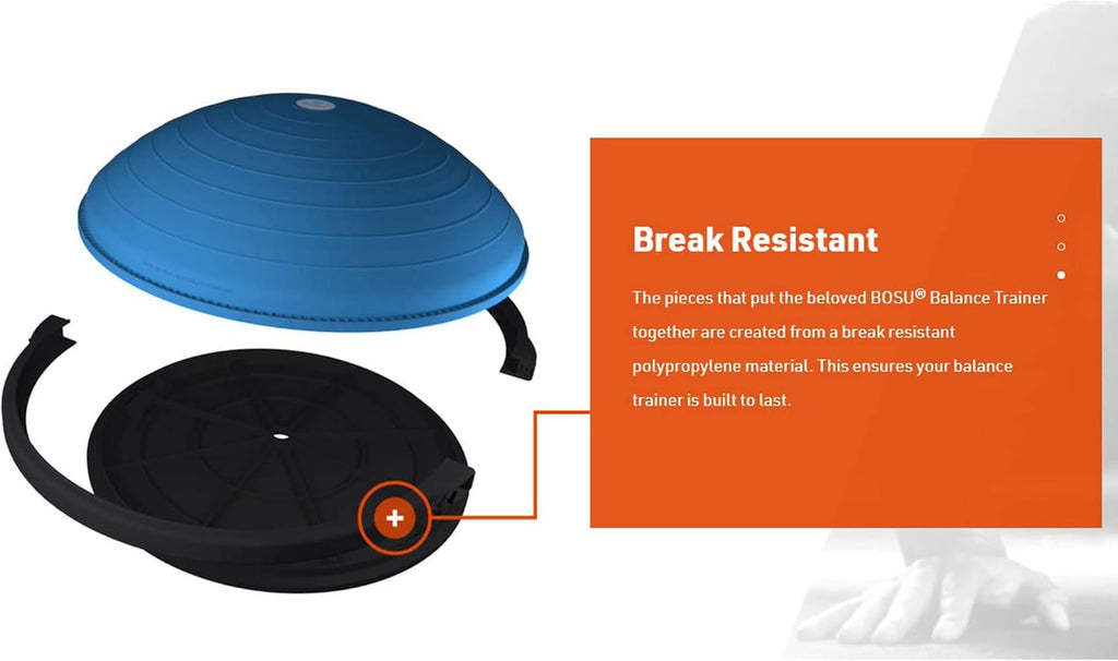 Bosu Balance Ball Exercise Trainer, Home Gym Equipment w/Guided Workouts & Pump, 26' Inflatable Fitness Platform for Strength Training, Standing, Balancing, and Core Workout