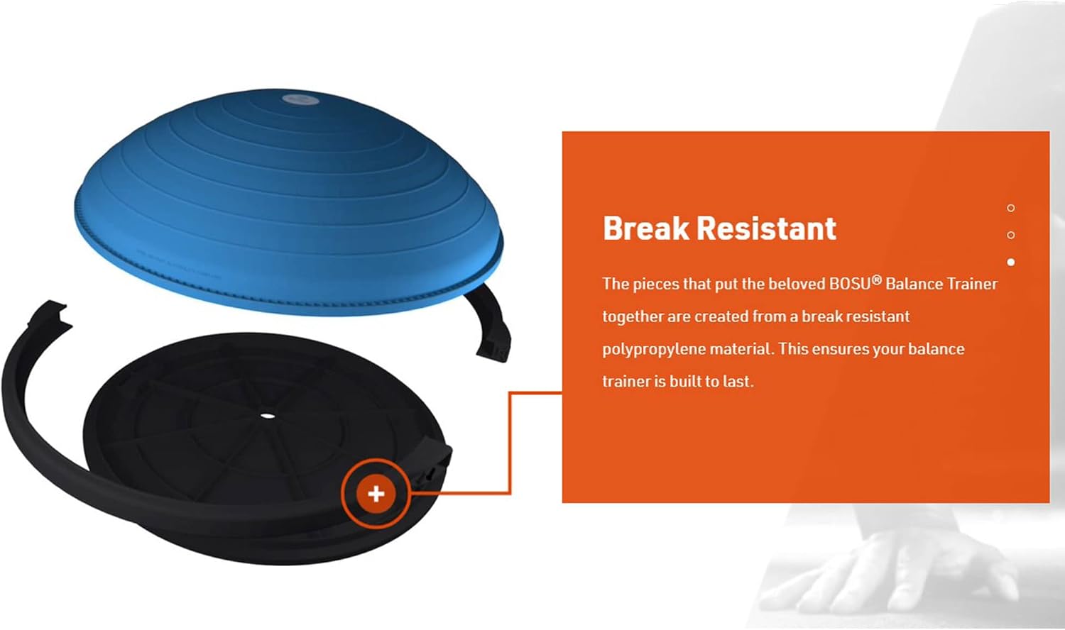 Bosu Balance Ball Exercise Trainer, Home Gym Equipment w/Guided Workouts & Pump, 26' Inflatable Fitness Platform for Strength Training, Standing, Balancing, and Core Workout