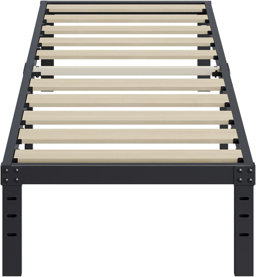 ZIYOO Twin XL Bed Frame 16 Inches Tall, 3 Inches Wide Wood Slats with 2500 Pounds Support for Foam Mattress, No Box Spring Needed, Underbed Storage Space, Easy Assembly, Noise Free