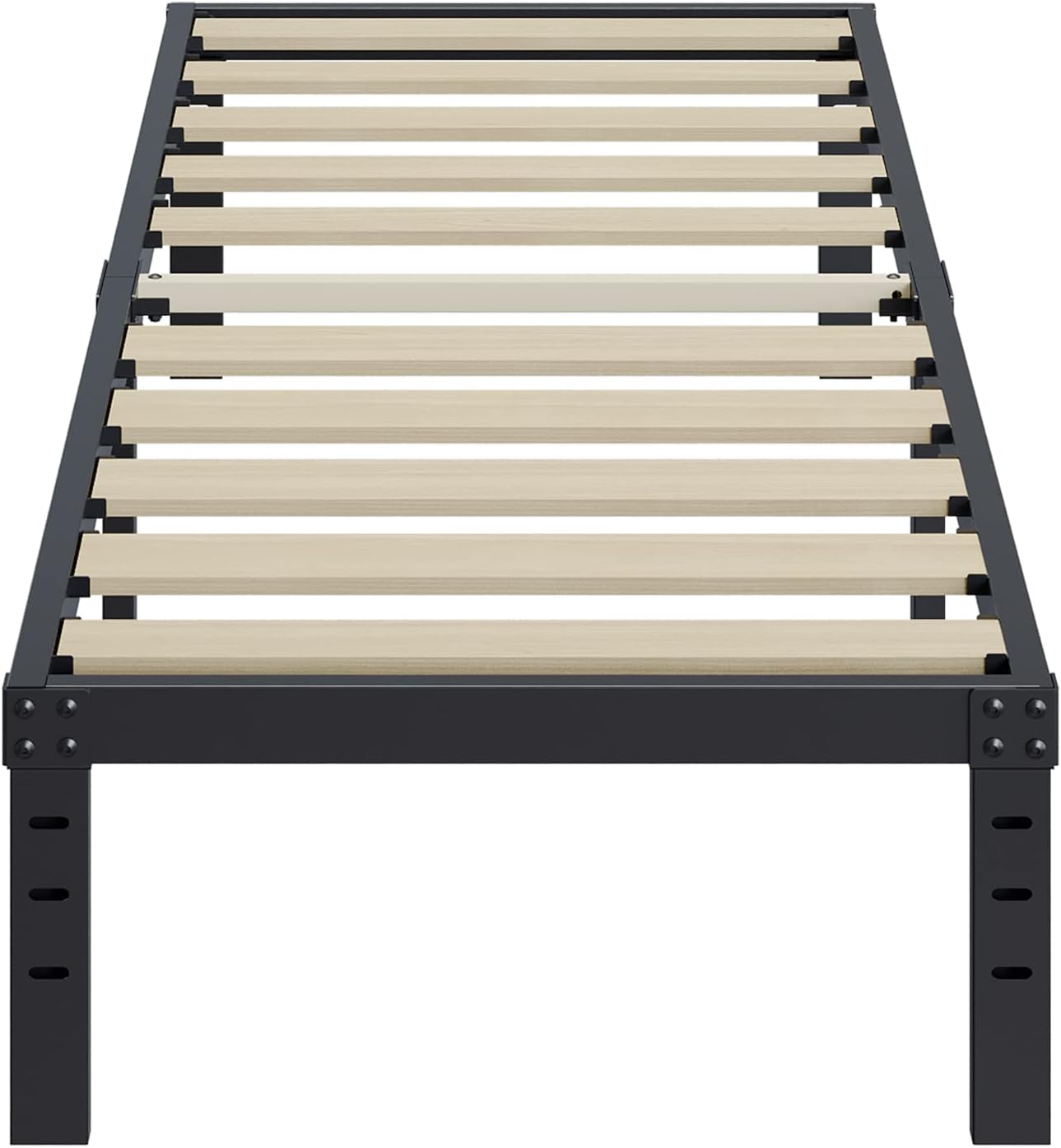 ZIYOO Twin XL Bed Frame 16 Inches Tall, 3 Inches Wide Wood Slats with 2500 Pounds Support for Foam Mattress, No Box Spring Needed, Underbed Storage Space, Easy Assembly, Noise Free