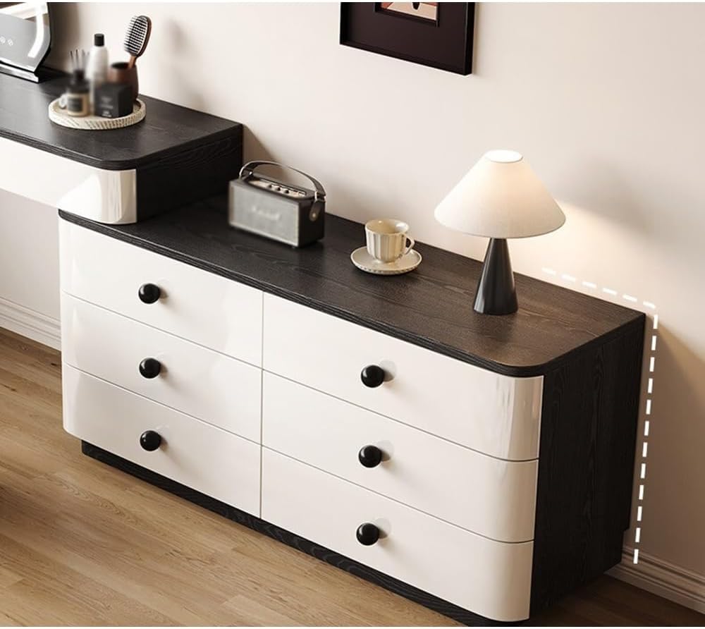 Compact Vanity Vintage Dressing Table Chest of Drawers: Expandable Corner Makeup Desk Solid Wood Storage Cabinet Space Saving