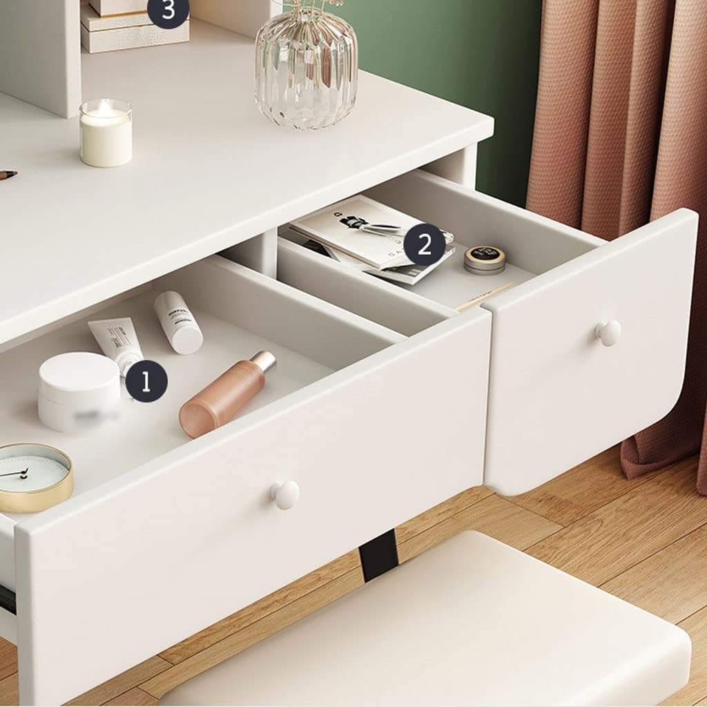Vanity Benches Makeup Table Set Modern Minimalist Vanity Table Bedroom Small Apartment Dressing Table Cosmetic Storage Table (Color : A)